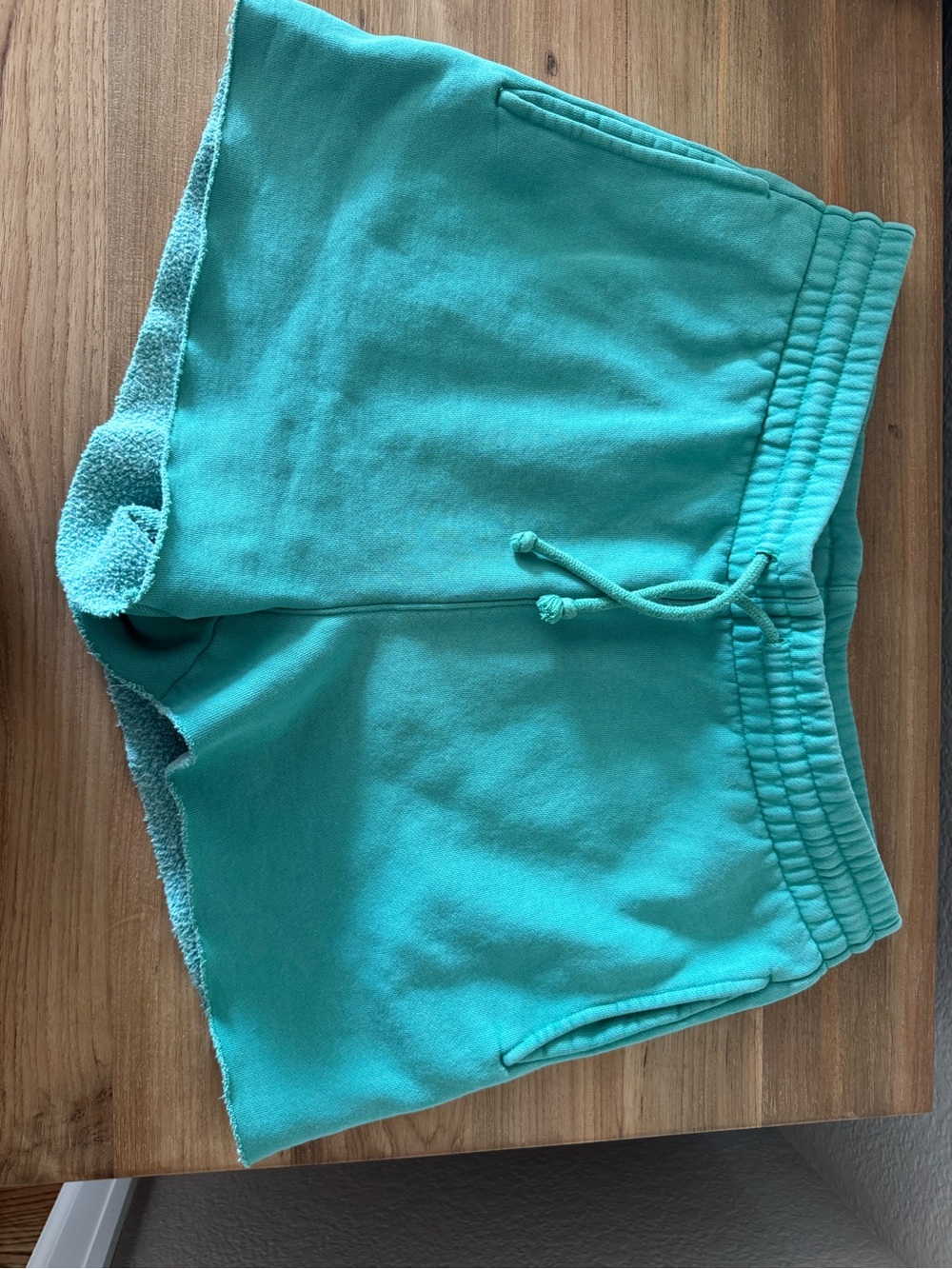 TNA High Waist Teal Sweat Shorts
